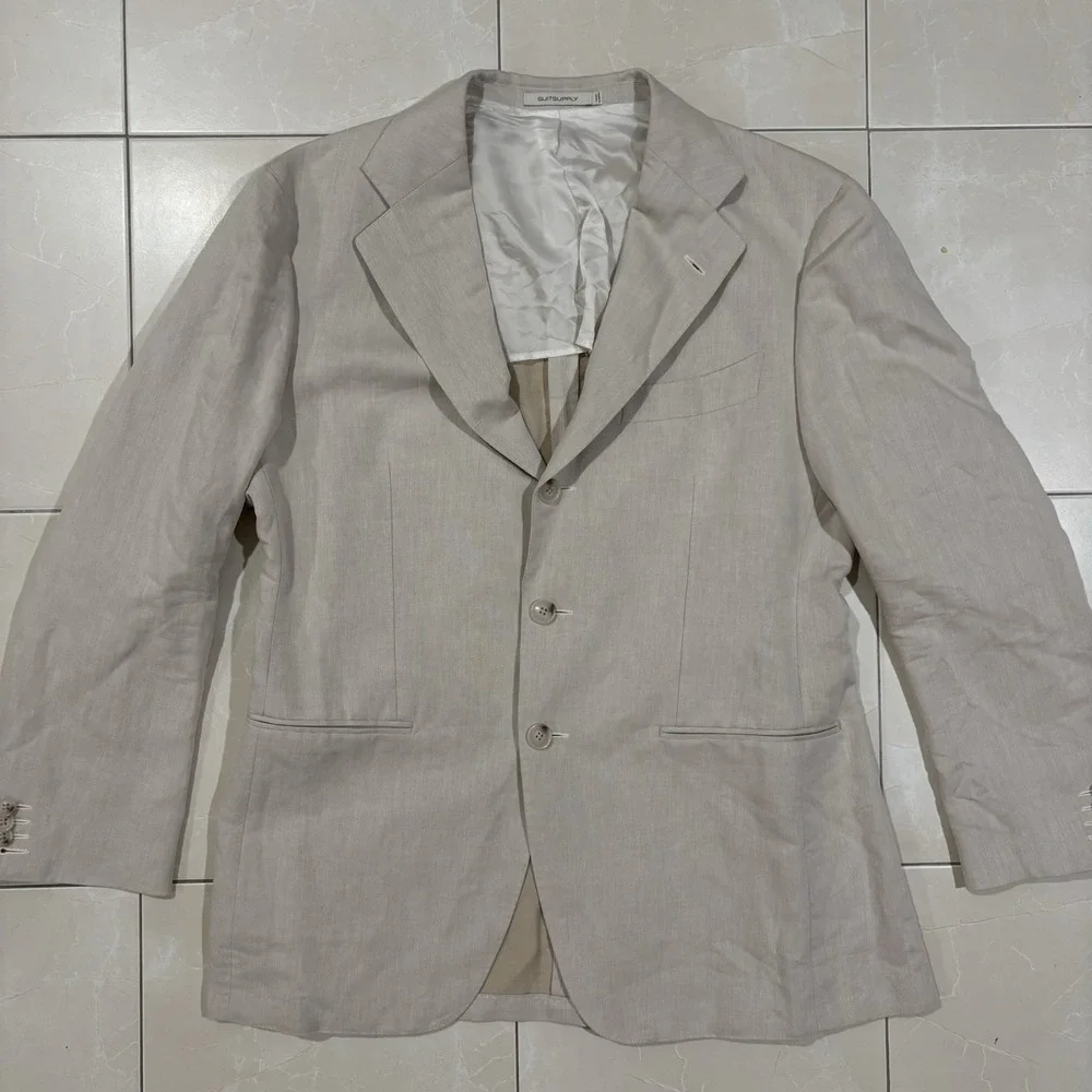Suit Supply Tessuti Di Sondrio Havana Washed Linen Cotton Blazer Mens 40 Slim